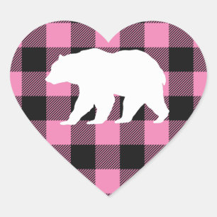 Country Mama Bear Baby Shower Girl Pink Herz-Aufkleber
