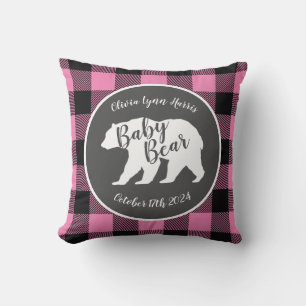 Country Mama Bear Baby Shower Girl Pink Kissen