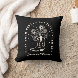 Country Mama Cowgirl Western zitiert schwarz Kissen
