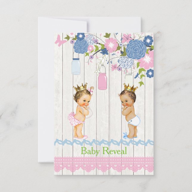 Country Mason Jar Baby Reveitation Einladung (Vorderseite)