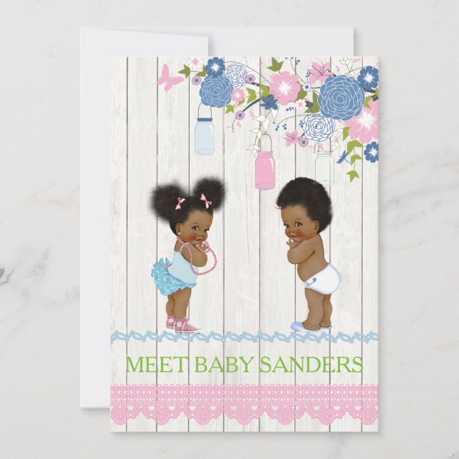 Country Mason Jar Baby Reveitation Einladung (Vorderseite)