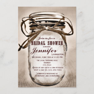 Country Mason Jar Bridal Dusche Einladungen