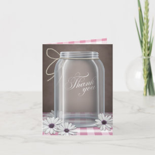 Country Mason Jar Daisy Pink Danke, dass Sie Karte