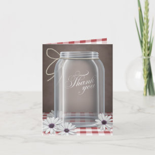 Country Mason Jar Daisy Red Gingham Dankeschön Kar Dankeskarte
