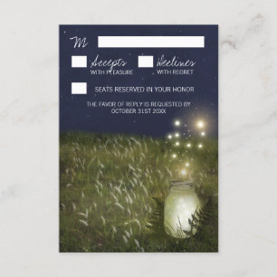 Country Mason Jar + Firefrefly Wedding RSVP Cards Karte