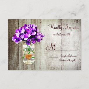Country Mason Jar Hydrangea Mariage Cartes RSVP
