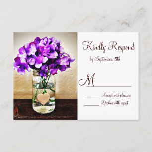Country Mason Jar Hydrangea Mariage Cartes RSVP