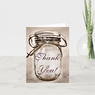 Country Mason Jar Mariage Merci Cartes