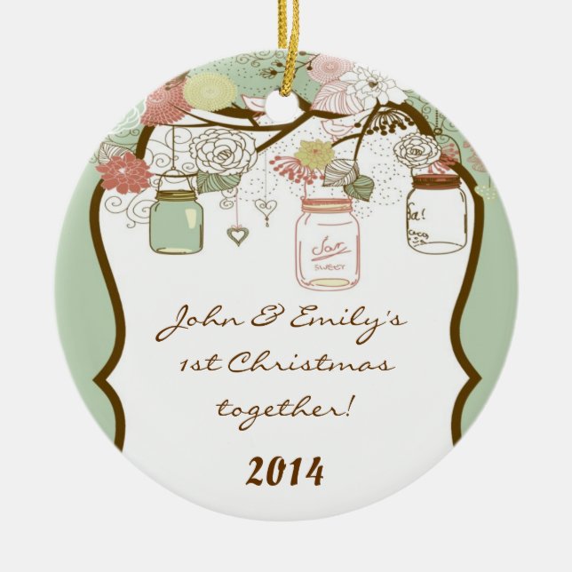 Country Mason Jar Personalisierter Name Ornament (Vorne)