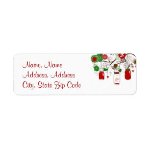 Country Mason Jar Red and Green Christmas Label