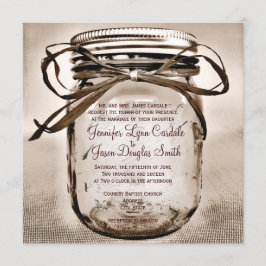 Country Mason Jar Russe Carré Faire-part de mariag