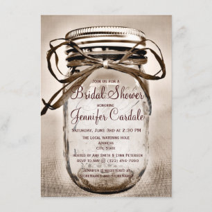 Country Mason Jar Rustic Bridal Dusche Einladungen