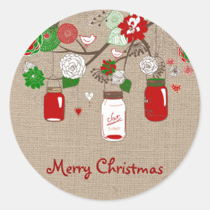 Country Mason Jar Weihnachtsaufkleber für Imitate  Runder Aufkleber