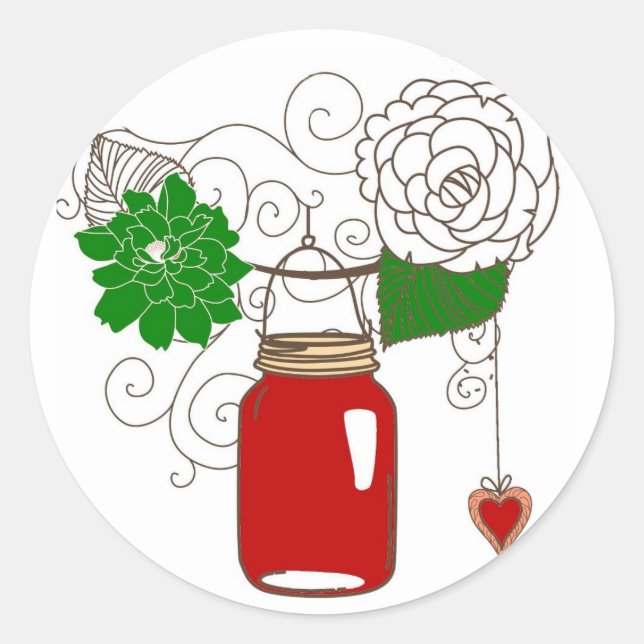 Country Mason Jar Weihnachtsaufkleber Runder Aufkleber (Vorderseite)