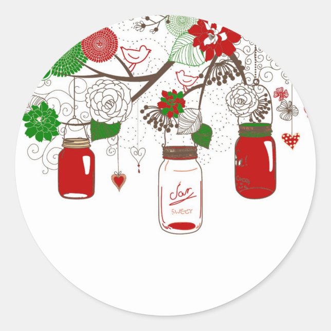 Country Mason Jar Weihnachtskleber Runder Aufkleber (Vorderseite)