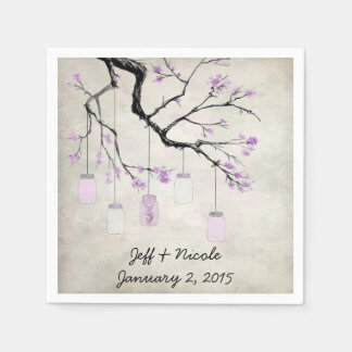 Country Mason Jars in Lavender Wedding Serviette