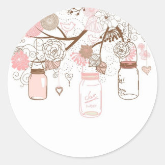 Country Mason Jars Pink Blume Runder Aufkleber