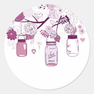 Country Mason Jars Purple Blumen Runder Aufkleber