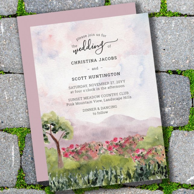 Country Meadow Watercolor Dusty Rose Hochzeit Einladung (Von Creator hochgeladen)