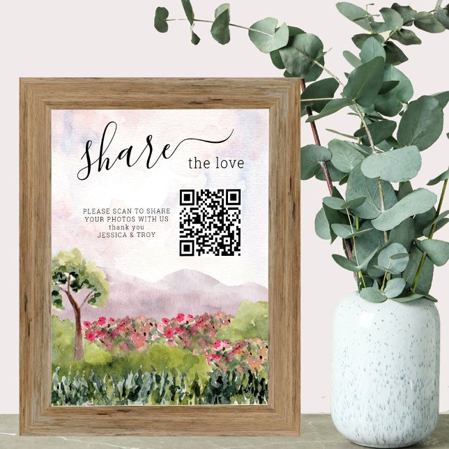 Country Meadow Wedding Foto Sharing Sign Poster (Wedding photo sharing sign from the Country Meadow collection by Darling & May)
