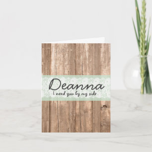 Country Mint Green Lace and Wood Bridesmaid Card Einladung