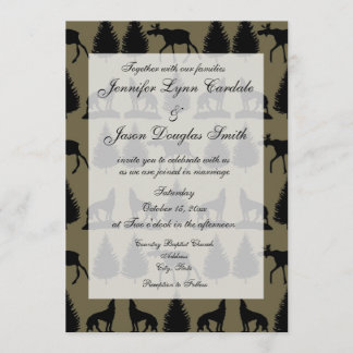 Country Moose Wolves Invitations de mariage pour l