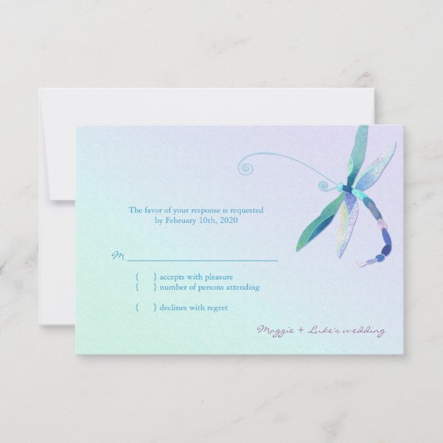 Country Morning Dragonfly Wedding RSVP (Vorderseite)