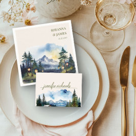 Country Mountain Forest Wasserfarbe Platzkarte