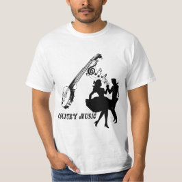 Country Music Banjo Square Tänzer Silhouette Art T-Shirt