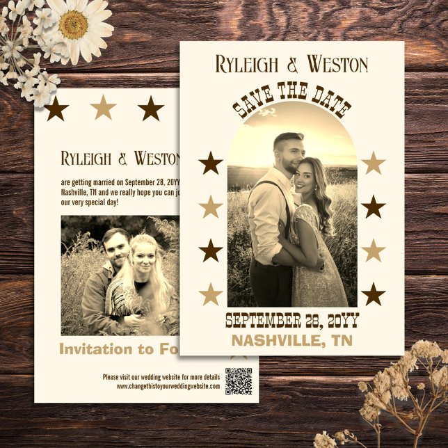 Country Music Concert Wedding Foto Save the Date (Your own country music concert poster customized with your photos. A unique wedding save the date)
