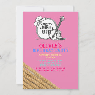 Country Music Girl Anniversaire Fête Invitation