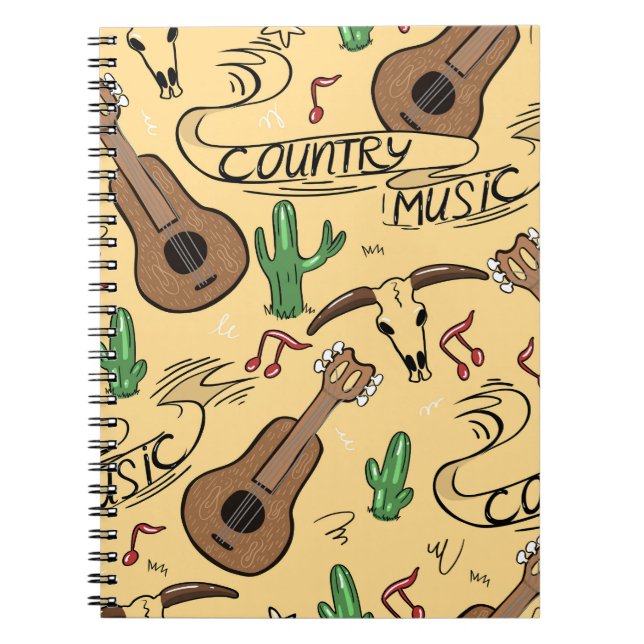 Country Music Gitarre Cactus Pattern Notizblock (Vorderseite)