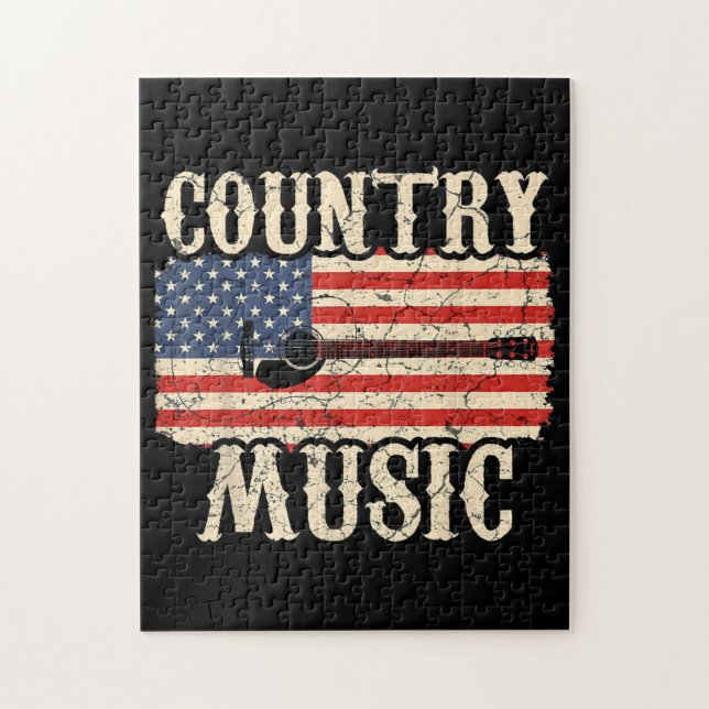 Country Music Guitar American Flag Geschenk (Vertikal)
