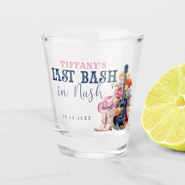 Country Music Last Bash in Nash Bachelorette Schnapsglas (Vorderseite)