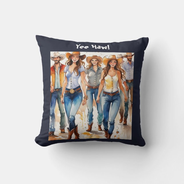 Country Music Line Dancing, bearbeiteter Text Kissen (Vorderseite)