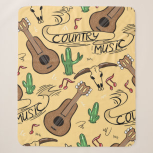 Country music nahtlos Muster mit Gitarren, Kakti Sherpadecke