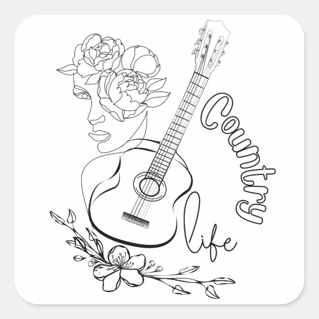 Country Music Quadratischer Aufkleber (Vorderseite)
