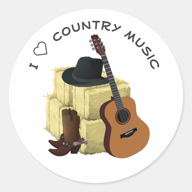 Country Music Runder Aufkleber (Vorderseite)