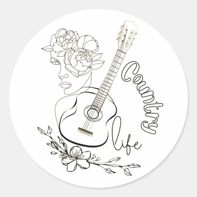 Country Music Runder Aufkleber (Vorderseite)