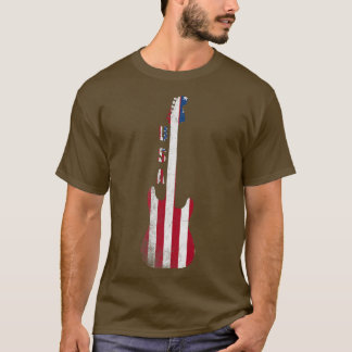 Country Music USA Vintag Guitar American Flag 407 T-Shirt