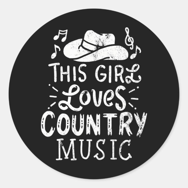 Country Music Western Hat Musician Runder Aufkleber (Vorderseite)