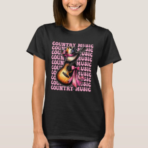 Country-Musik-Cowgirl-Hut-Gitarre-Kokette-Schleife T-Shirt