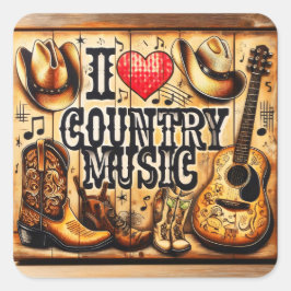 Country-Musik. Quadratischer Aufkleber