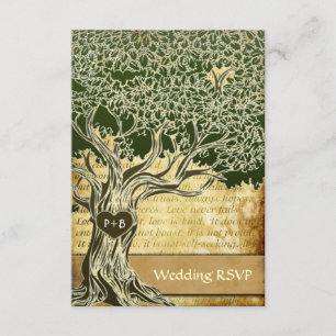 Country Oak Tree Vintage Wedding Cartes RSVP