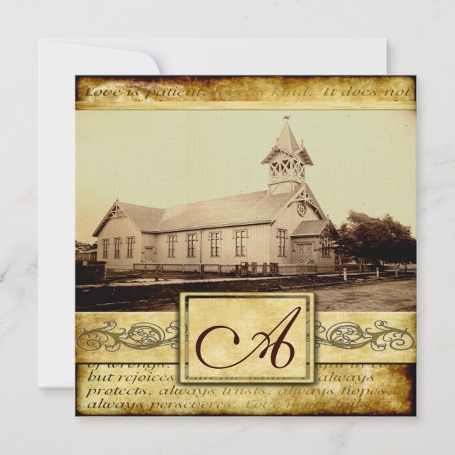 Country Old Church Vintage Hochzeit Einladung (Vorderseite)
