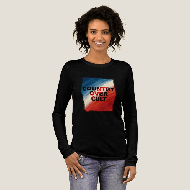 Country Over Cult – Patriotic Paint Streaks Tri-Blend Shirt (Volle Vorderseite)