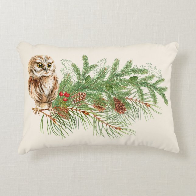 Country Owl Weihnachtskissen Zierkissen (Vorderseite)