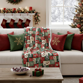 Country patchwork christmas pattern fleecedecke