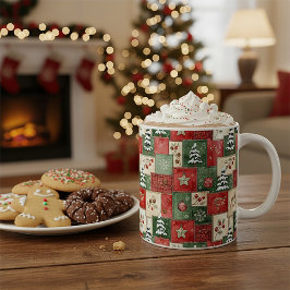 Country patchwork christmas pattern kaffeetasse