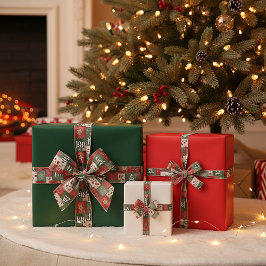 Country patchwork christmas pattern ripsband